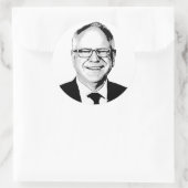 Tim Walz Ronde Sticker (Tas)