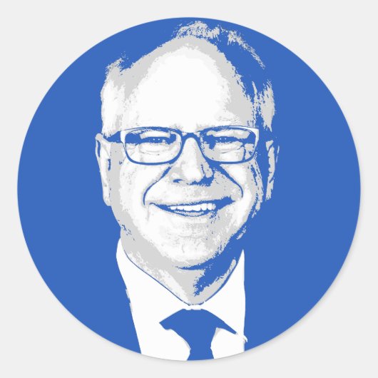 Tim Walz Ronde Sticker (Voorkant)