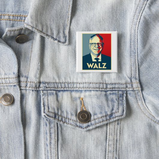 Tim Walz Vierkante Button 5,1 Cm (In situ)