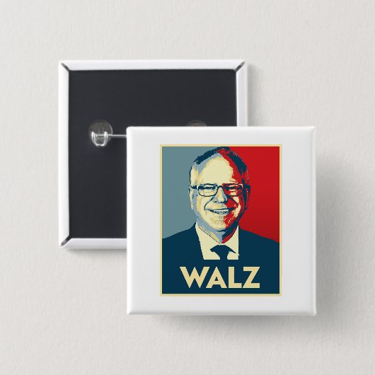 Tim Walz Vierkante Button 5,1 Cm (Voorkant /achterkant)