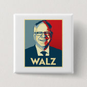 Tim Walz Vierkante Button 5,1 Cm (Voorkant)