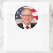 Tim Walz voor Amerika Ronde Sticker (Tas)