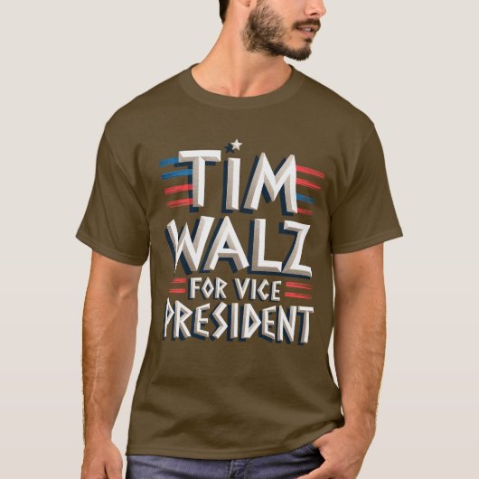TIM WALZ VOOR VP MANNEN T-SHIRT (Voorkant)