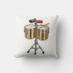 Timbale Drum & Gekruiste Stokken Percussie Muziek  Kussen