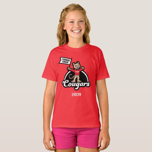 Timber Creek Elementary Cougar Mascotte T-shirt (Voorkant volledig)