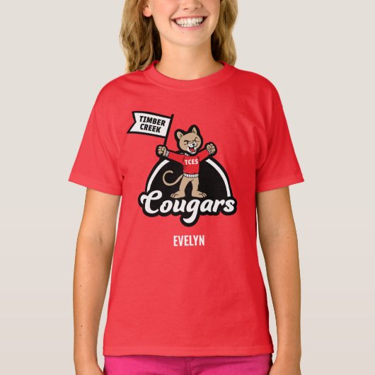 Timber Creek Elementary Cougar Mascotte T-shirt (Voorkant)