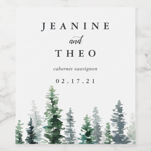 Timber Grove | Aangepaste bruiloft Wijn Etiket (Enkel label)