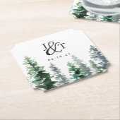 Timber Grove Bruiloft Monogram & Datum Kartonnen Onderzetters (Gekanteld)