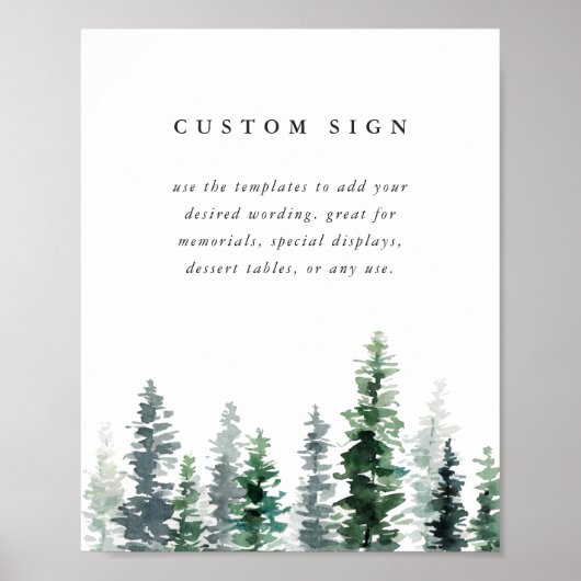 Timber Grove Custom Wedding Sign Template Poster (Voorkant)