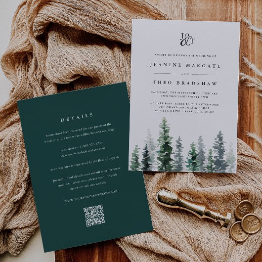 Timber Grove | Double-Sided Monogram Wedding Kaart