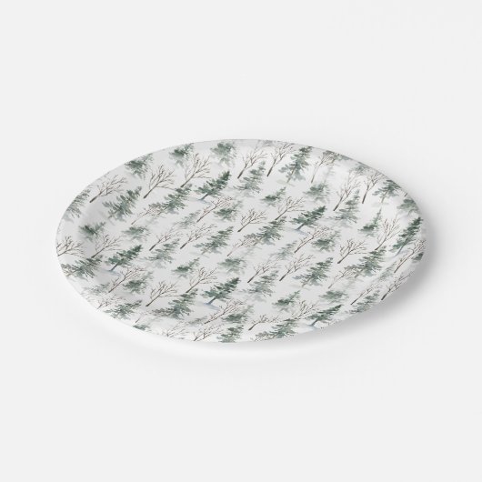 Timber Grove Evergreen Forest Patroon Papieren Bordje (Gekanteld)