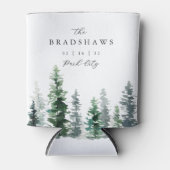 Timber Grove Evergreen Forest Wedding Favoriet Blikjeskoeler (Voorkant)