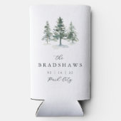 Timber Grove Evergreen Forest Wedding Favoriet Seltzer Blikjeskoeler (Achterkant)