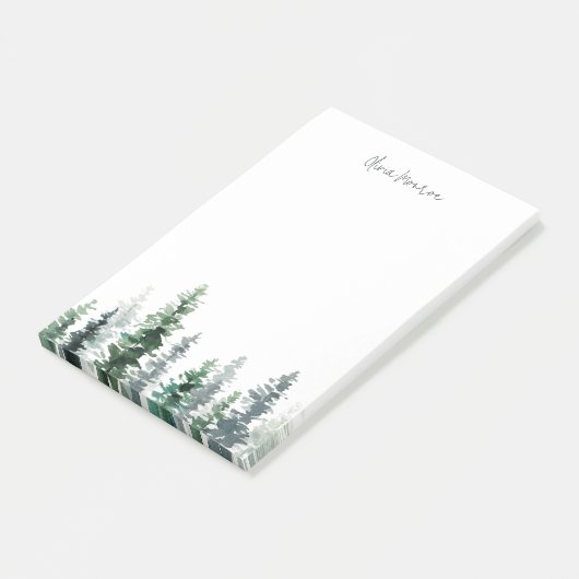 Timber Grove | Groene Waterverf bomen op maat Post-it® Notes (Schuin)