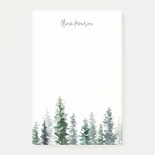 Timber Grove | Groene Waterverf bomen op maat Post-it® Notes (Voorkant)