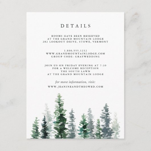 Timber Grove Guest Details Enclosure Kaart (Voorkant)