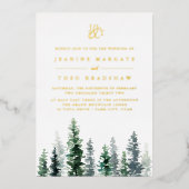 Timber Grove | Monogram bruiloft Folie Uitnodiging (Voorkant)