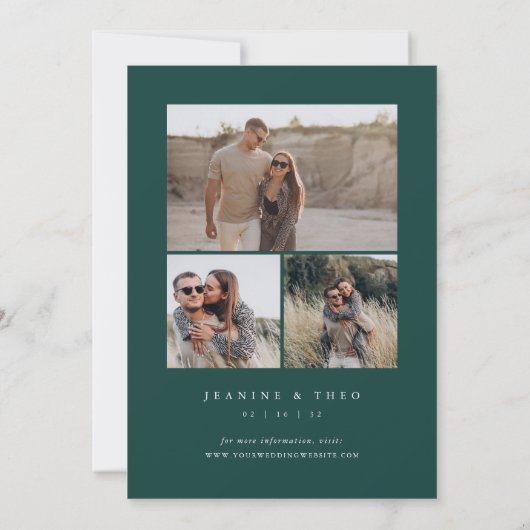 Timber Grove | Rustic Evergreen Winter Wedding Save The Date (Achterkant)