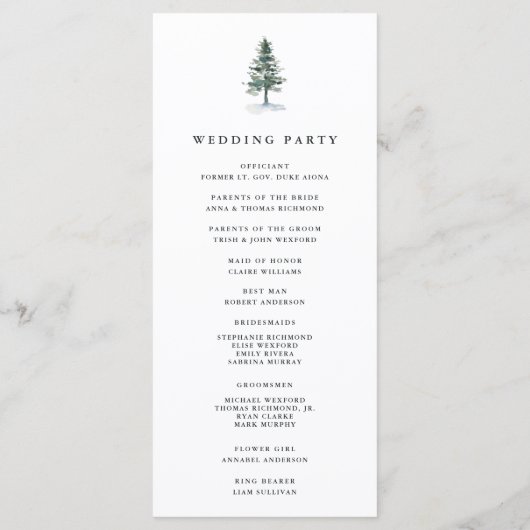 Timber Grove Wedding Ceremony Program Programmakaart (Achterkant)