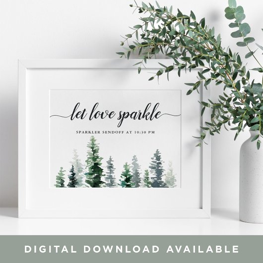 Timber Grove Wedding Sparkler Sendoff Sign Poster