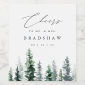 Timber Grove | Winter Evergreen Wedding Wijn Etiket (Enkel label)