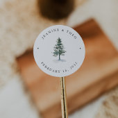 Timber Grove | Winter Pine Tree Wedding Ronde Sticker