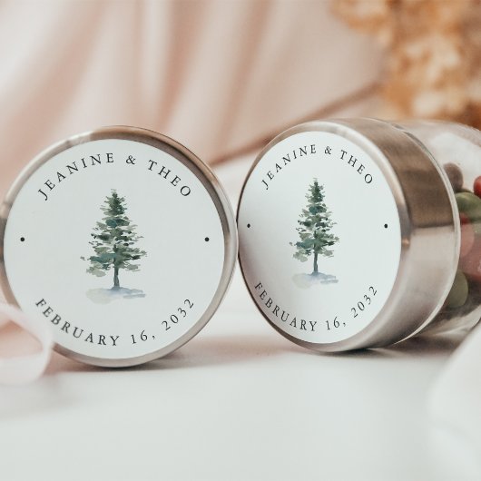 Timber Grove | Winter Pine Tree Wedding Ronde Sticker