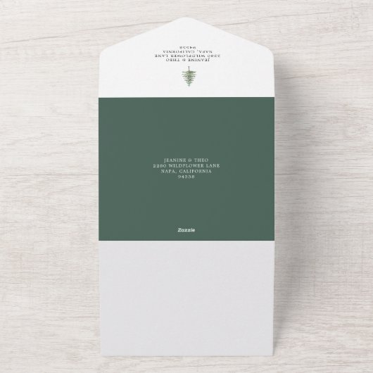 Timber Grove | Winter Waterverf Weddenschap All In One Uitnodiging (Buitenkant)