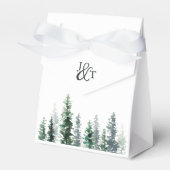 Timber Grove Winter Wedding Monogram Bedankdoosjes (Voorkant Zijde)