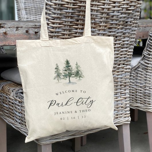 Timber Grove Winter Wedding Welkom Tote Bag