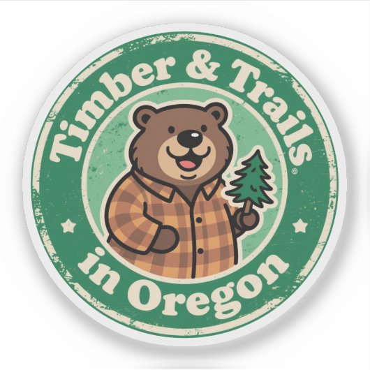 Timber & Trails_ Oregon Natuur kunstwerk Sticker (Voorkant)