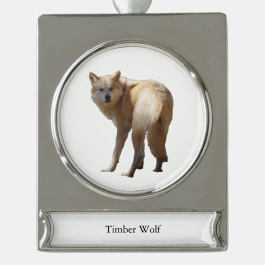 Timber Wolf banner ornament Verzilverd Banner Ornament (Voorkant)
