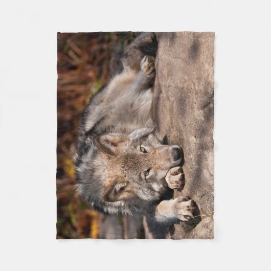 Timber Wolf Fleece Deken (Voorkant)