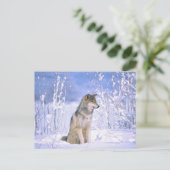 Timber Wolf in de sneeuw, Canis lupus, Briefkaart (Staand voorkant)