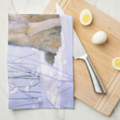 Timber Wolf in de sneeuw, Canis lupus, Theedoek (Quarter Fold)