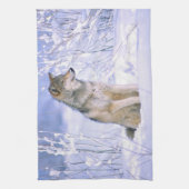 Timber Wolf in de sneeuw, Canis lupus, Theedoek (Verticaal)