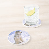 Timber Wolf in de sneeuw, Canis lupus, Zandsteen Onderzetter (Zijkant)