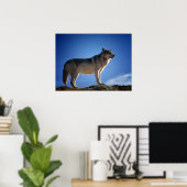 Timber Wolf in Montana - Big Sky Land Poster (Thuiskantoor)