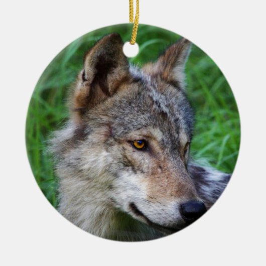 Timber Wolf Keramisch Ornament (Voorkant)