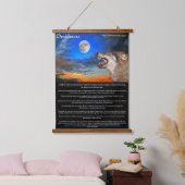 Timber wolf kijkt naar de maan Desiderata Hangend Wandkleed (Slaapkamer)