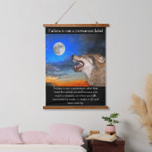 Timber wolf kijkt naar de maanmislukking, citaat hangend wandkleed (Slaapkamer)