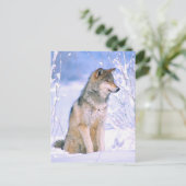 Timber Wolf-vergadering in sneeuw Feestdagenkaart (Staand voorkant)