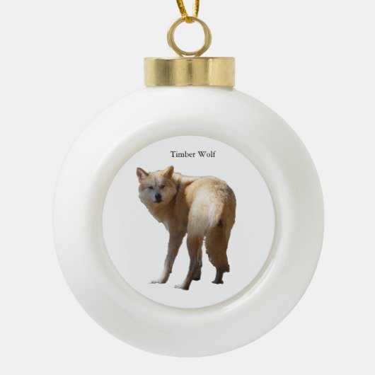 Timber Wolf-versiering Keramische Bal Ornament (Voorkant)