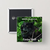 Timber Wolf Wildlife Fotopin Vierkante Button 5,1 Cm (Voorkant /achterkant)