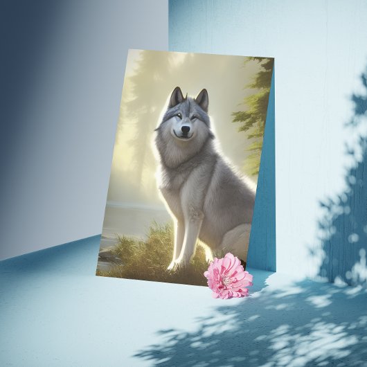 Timber Wolf Wildlife Portrait Card Kaart