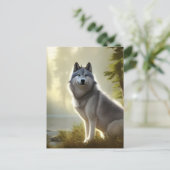 Timber Wolf Wildlife Portret Briefkaart (Staand voorkant)