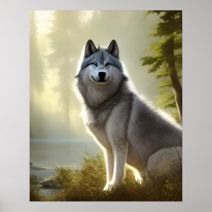 Timber Wolf Wildlife Portret Poster