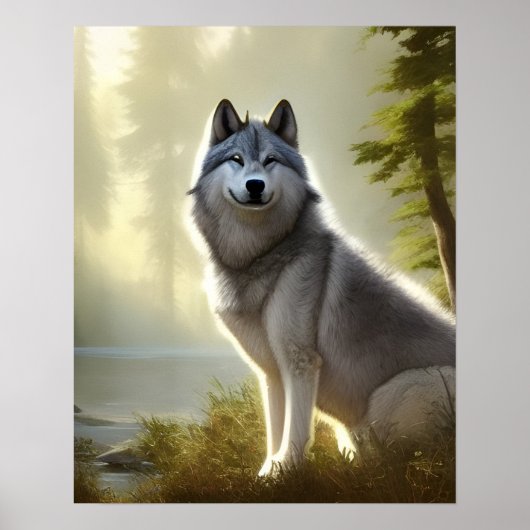 Timber Wolf Wildlife Portret Poster (Voorkant)