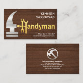 Timber Wood Creative Silver Gold Handyman Hammer Visitekaartje (Voorkant / Achterkant)