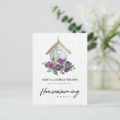TIMBER WOOD FLORAL BIRD HUUSE HOUSEWARMING Party Briefkaart (Staand voorkant)